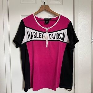 Harley-Davidson Women's Fuchsia and Black Tee